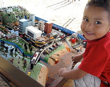 Youongster with the diorama